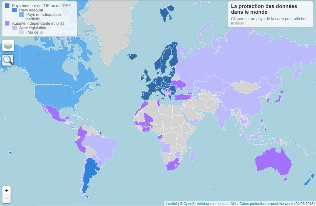 Carte des pays adéquats (source : CNIL)